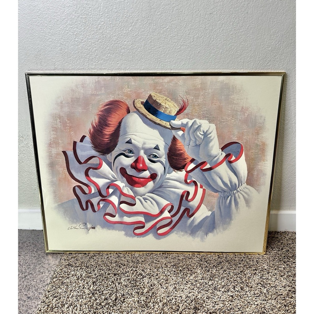 Vintage Arthur Sarnoff Elmo the Clown Circus Clown 28"x22" Framed Poster
